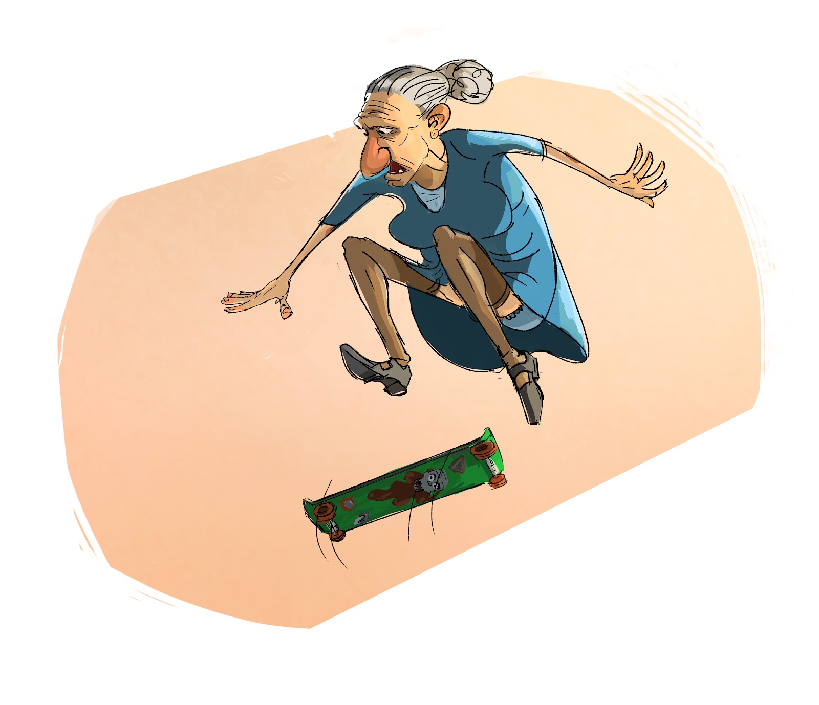 1600x1378 Bryan Sims Granny Skateboarding - Granny Sketch