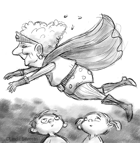 450x459 Super Hero Granny Sketched Out - Granny Sketch