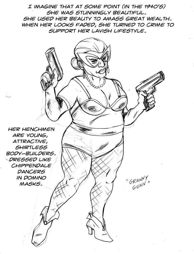 782x1022 Granny Gunn Concept Sketch By Legacyherocomics - Granny Sketch