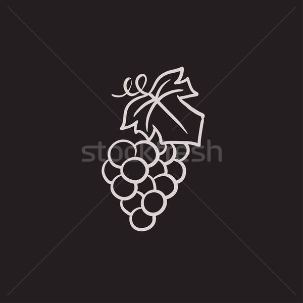 600x600 Bunch Of Grapes Sketch Icon. Vector Illustration Andrei Krauchuk - Grapes Sketch