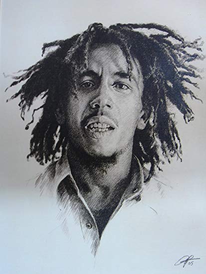 413x550 Bob Marley Sketch Portrait, Charcoal Graphite Pencil - Graphite Pencil Sketch