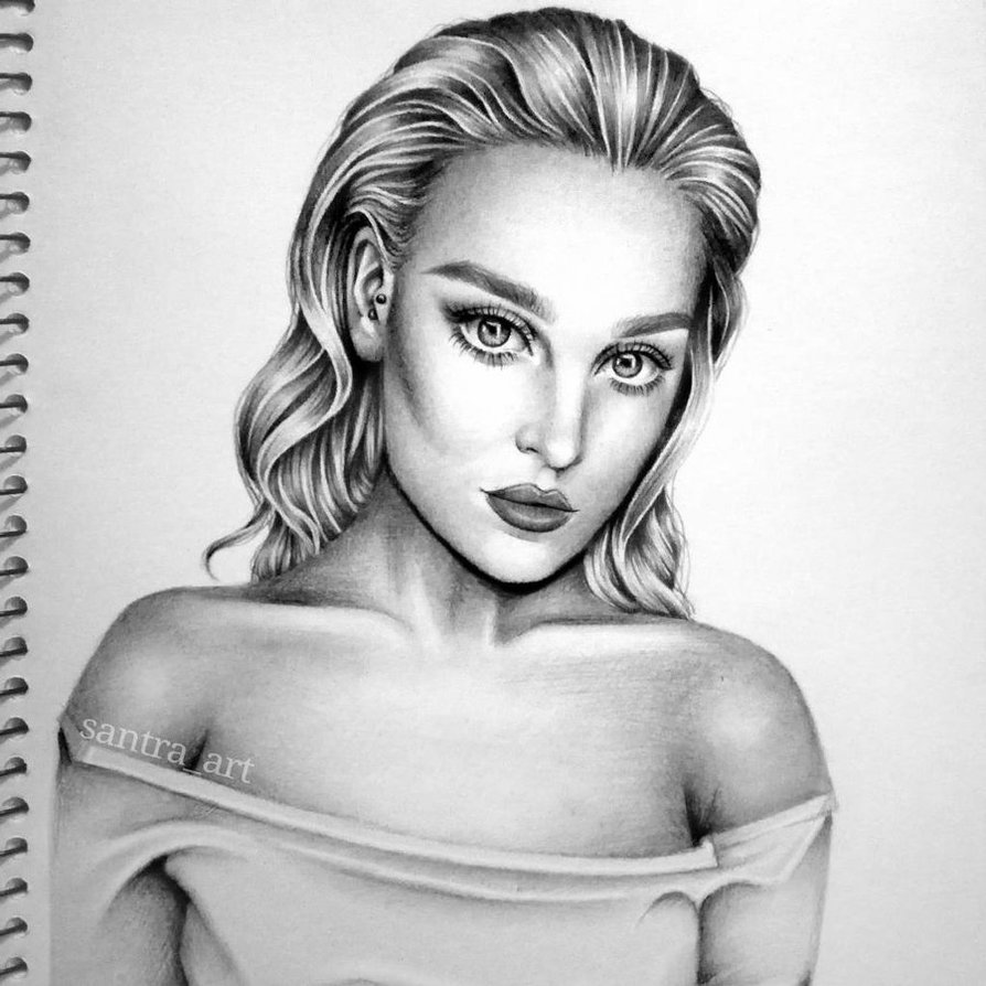 894x894 Perrie Edwards Graphite Pencil Drawing By Santraart - Graphite Pencil Sketch