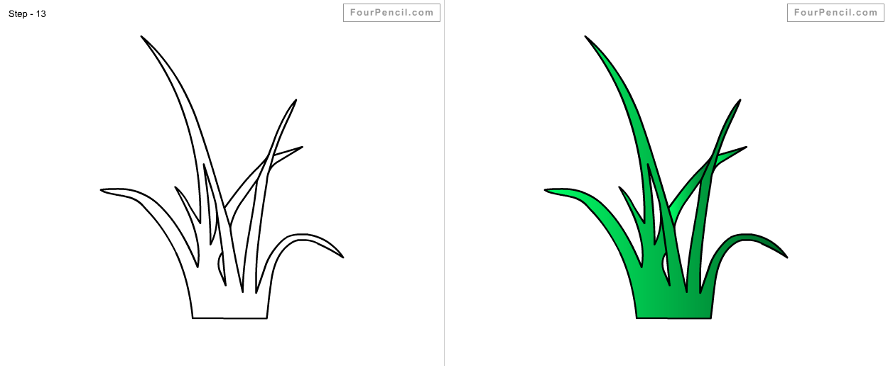 Как нарисовать траву поэтапно