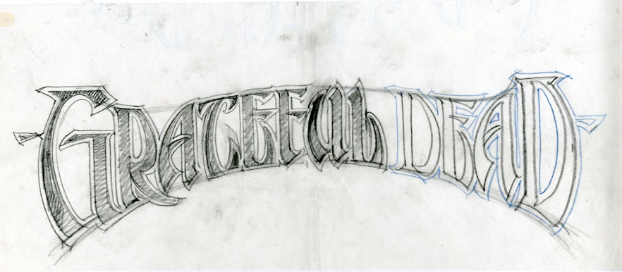 882x386 A Group Of Twelve Rough Lettering Studies For A Grateful Dead Logo - Grateful Dead Sketches