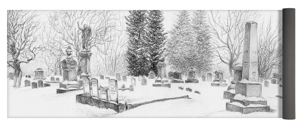 1171x500 Graveyard In The Snow Yoga Mat For Sale By Dan Moran - Graveyard Sketch