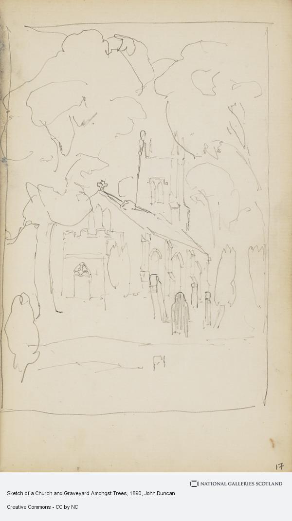 600x1070 Sketch Of A Church And Graveyard Amongst Trees National - Graveyard Sketch
