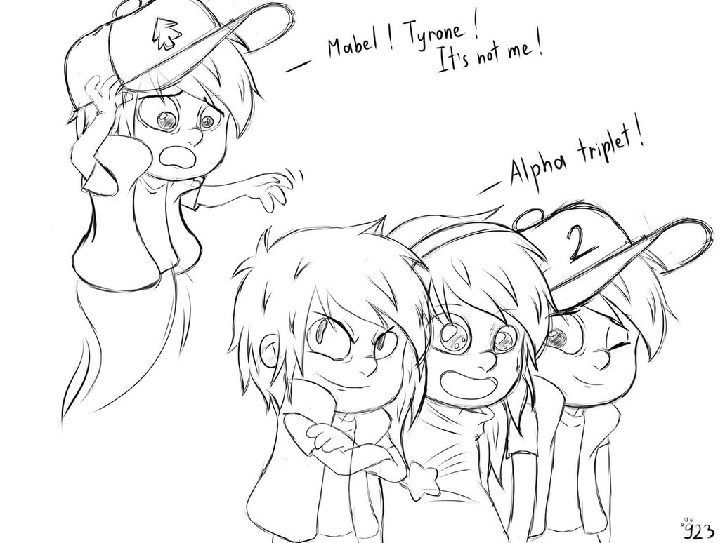 1032x774 Gravity Falls Mystery Triplets (Sketch) By Alinacat923 - Gravity Falls Sketch