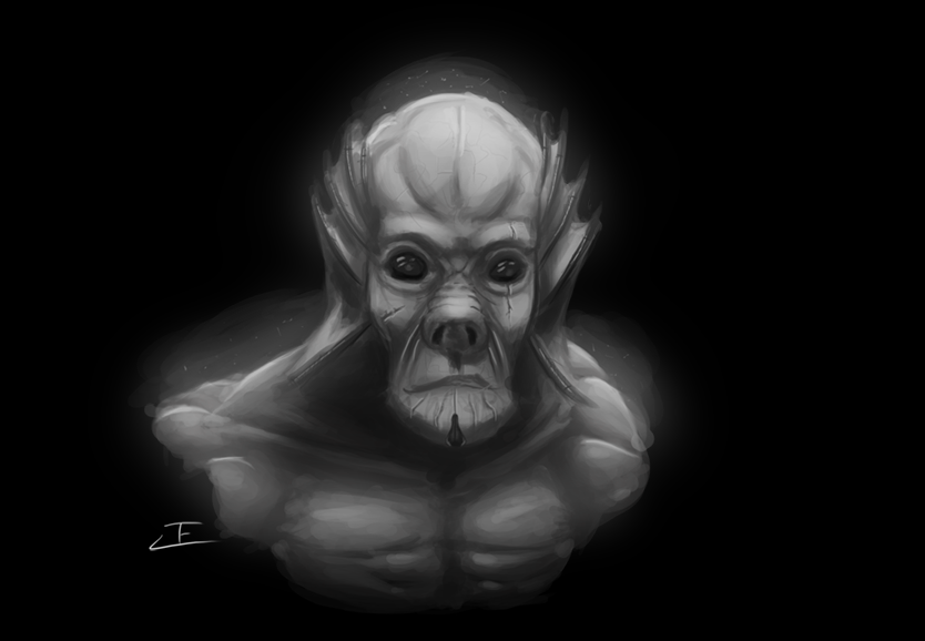 834x578 Grayscale Sketch Fish Goblin By Jayecho - Grayscale Sketch