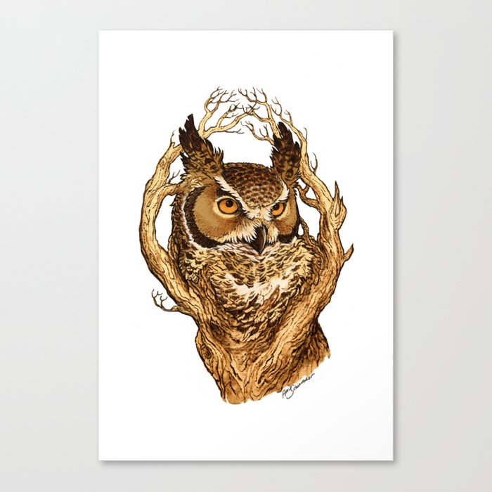 700x700 Great Horned Owl Canvas Print By Aprilschumacher Society6 - Great Horned Owl Sketch