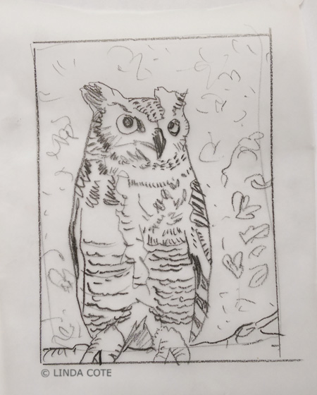 450x560 Printmaking The Great Horned Owl Musings From The Studio - Great Horned Owl Sketch