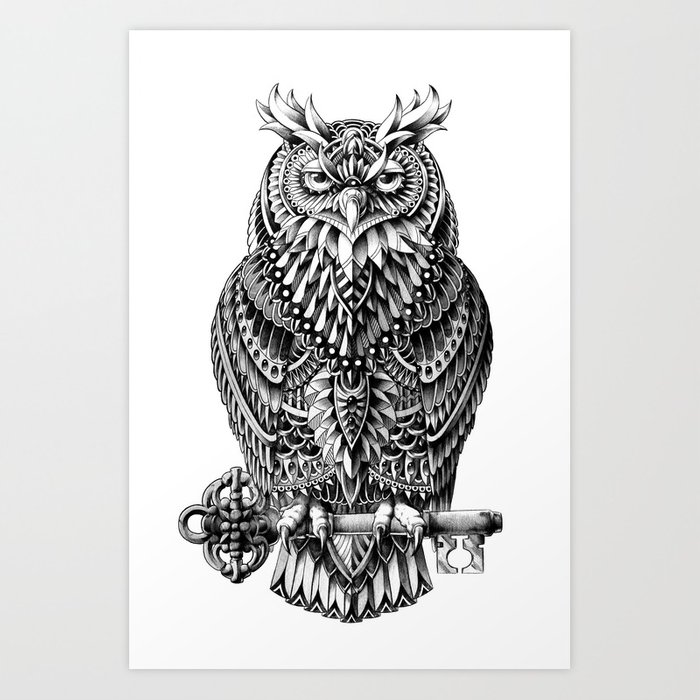 700x700 Great Horned Owl Art Print By Bioworkz Society6 - Great Horned Owl Sketch