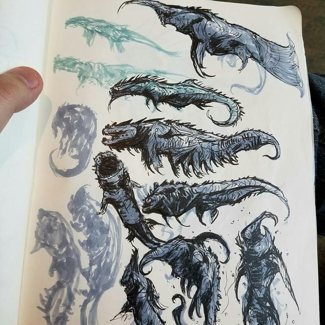 1080x1080 This Great Set Of Fantasy Creature Sketches By Videogame Artist - Great Sketches