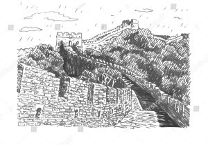 Great Wall Of China Sketch at PaintingValley.com | Explore collection ...