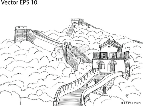 Great Wall Of China Sketch at PaintingValley.com | Explore collection ...