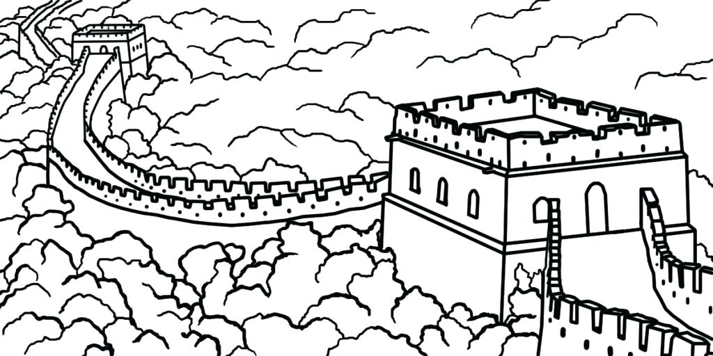 1024x512 Great Wall Of China Coloring - Great Wall Of China Sketch