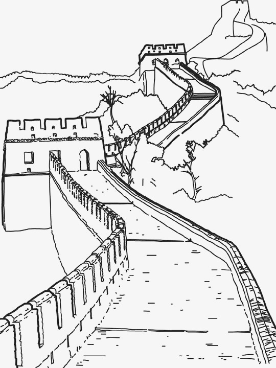 540x720 Great Wall, Great Wall Painted, Sketch, Line Png Image And Clipart - Great Wall Sketch