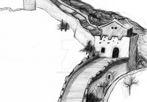 300x210 Great Wall Of China Pencil Drawing How To Draw The Great Wall Of - Great Wall Sketch