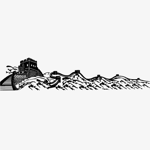 500x500 Great Wall Silhouette, Great Wall, Sketch, Black And White Png - Great Wall Sketch