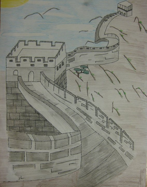 567x720 Great Wall Of China - Great Wall Sketch