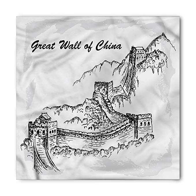 679x679 Ambesonne Great Wall Of China Bandana, Sketch Ruins - Great Wall Sketch