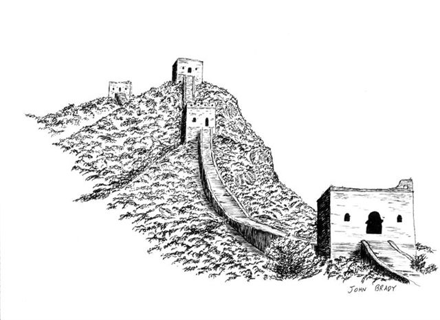 640x466 Great Wall Of China Drawing Image Drawing Skill - Great Wall Sketch