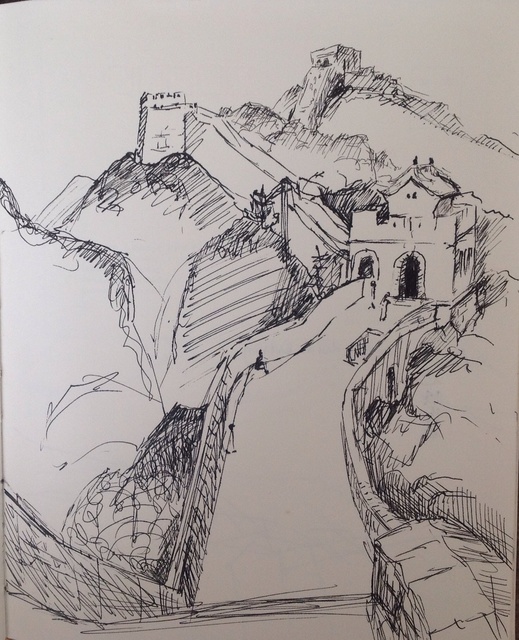 519x640 Michelle Mendez Artwork Great Wall Of China Badaling Original - Great Wall Sketch