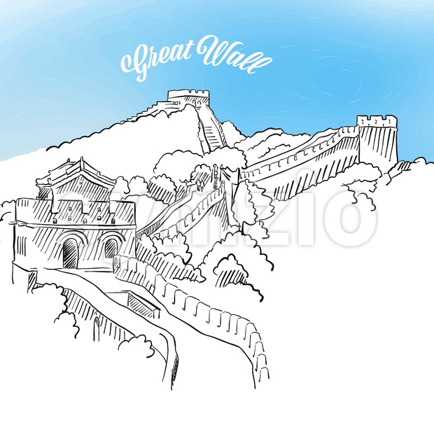 620x620 Sketch Of Great Wall In China Vector Illustration 141037 - Great Wall Sketch