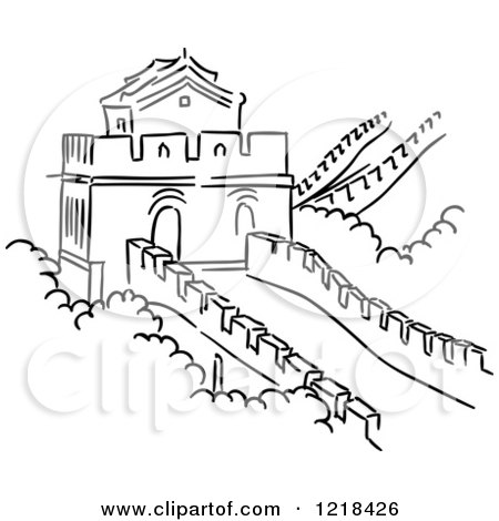 450x470 Collection Of Free Chinse Clipart Sketches. Download On Ubisafe - Great Wall Sketch