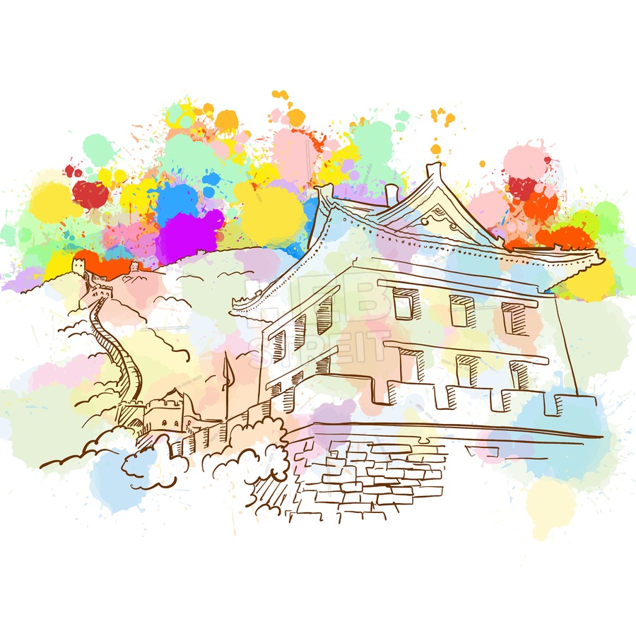 900x900 Colorful Great Wall Sketch Hebstreits - Great Wall Sketch