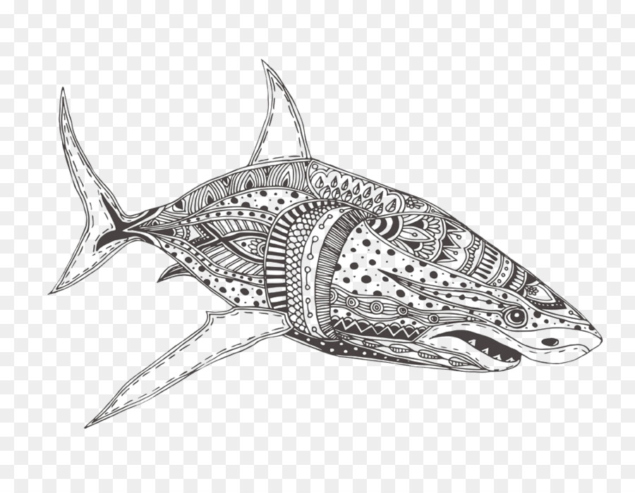 900x700 Great White Shark Coloring Book Adult Drawing - Great White Sketch