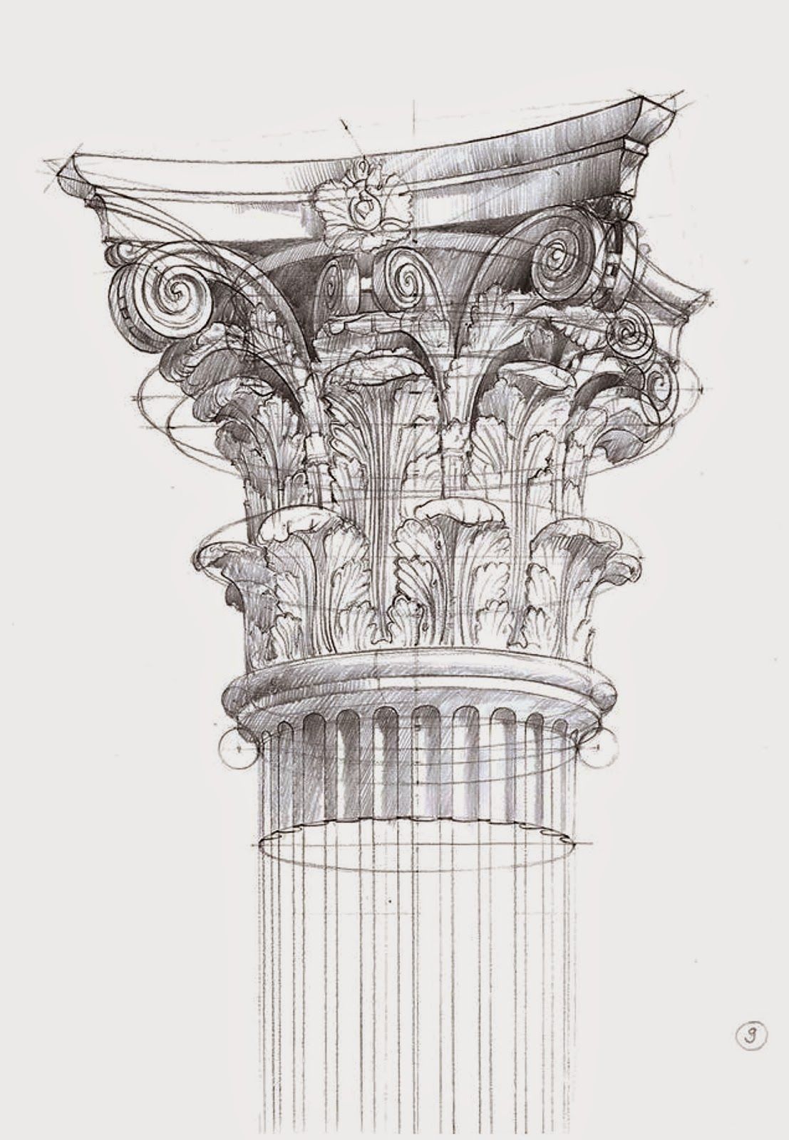 1107x1600 Pin By Cris T. On Sketches Drawings, Architecture - Greek Column Sketch