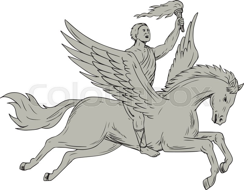 800x622 Drawing Sketch Style Illustration Of Bellerophon, A Greek - Greek Mythology Sketches