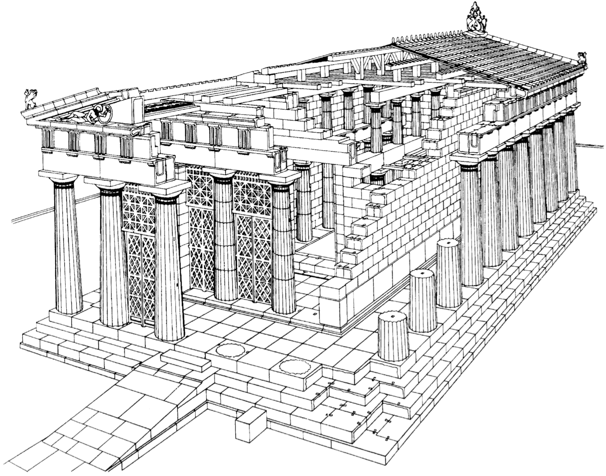 1226x963 Action Constructing Architectural Features In Ancient Greek - Greek Temple Sketch