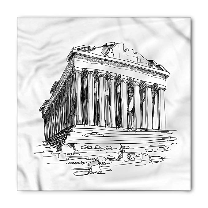 679x679 Ambesonne Antique Bandana, Greek Pantheon Sketch - Greek Temple Sketch