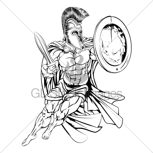 500x500 Greek Spartan Warrior Gl Stock Images - Greek Warrior Sketch