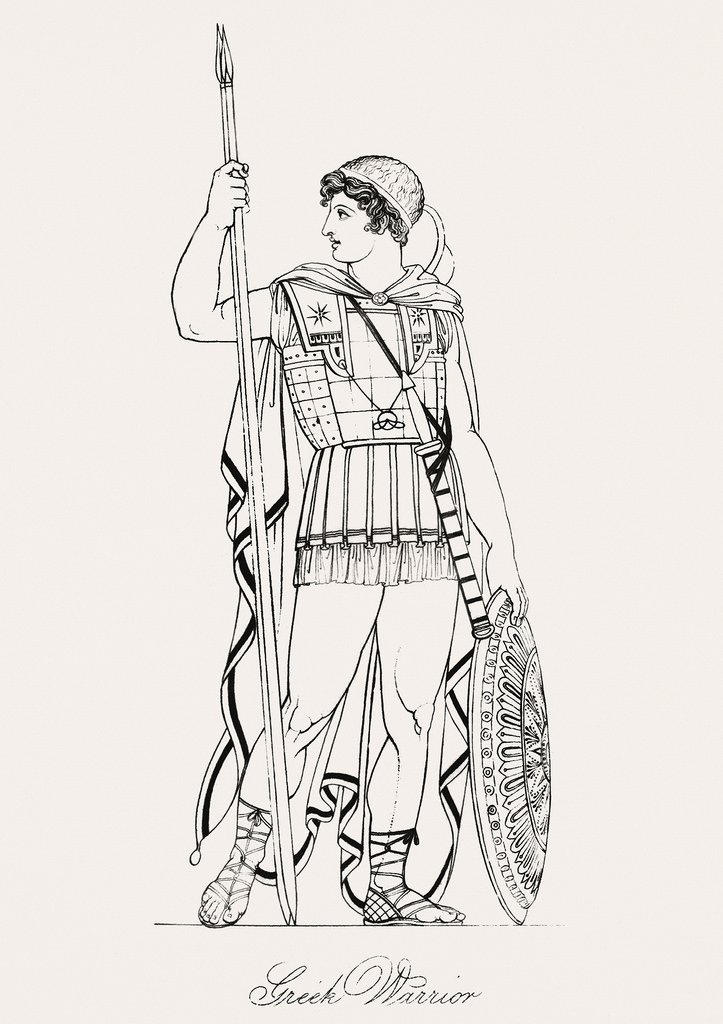 723x1024 Greek Warrior From An Illustration Of The Egyptian, - Greek Warrior Sketch