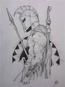 225x300 Spartan Warrior Drawings - Greek Warrior Sketch