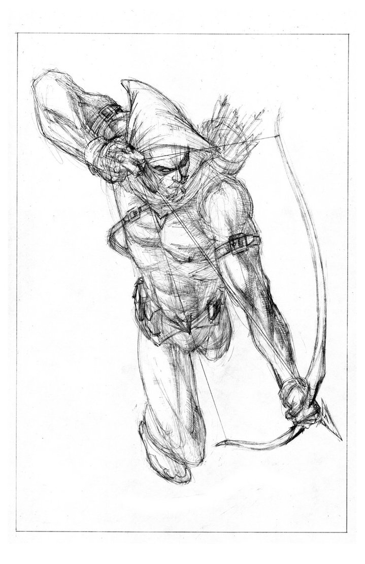 719x1111 Green Arrow Sketch By Jamesq - Green Arrow Sketch