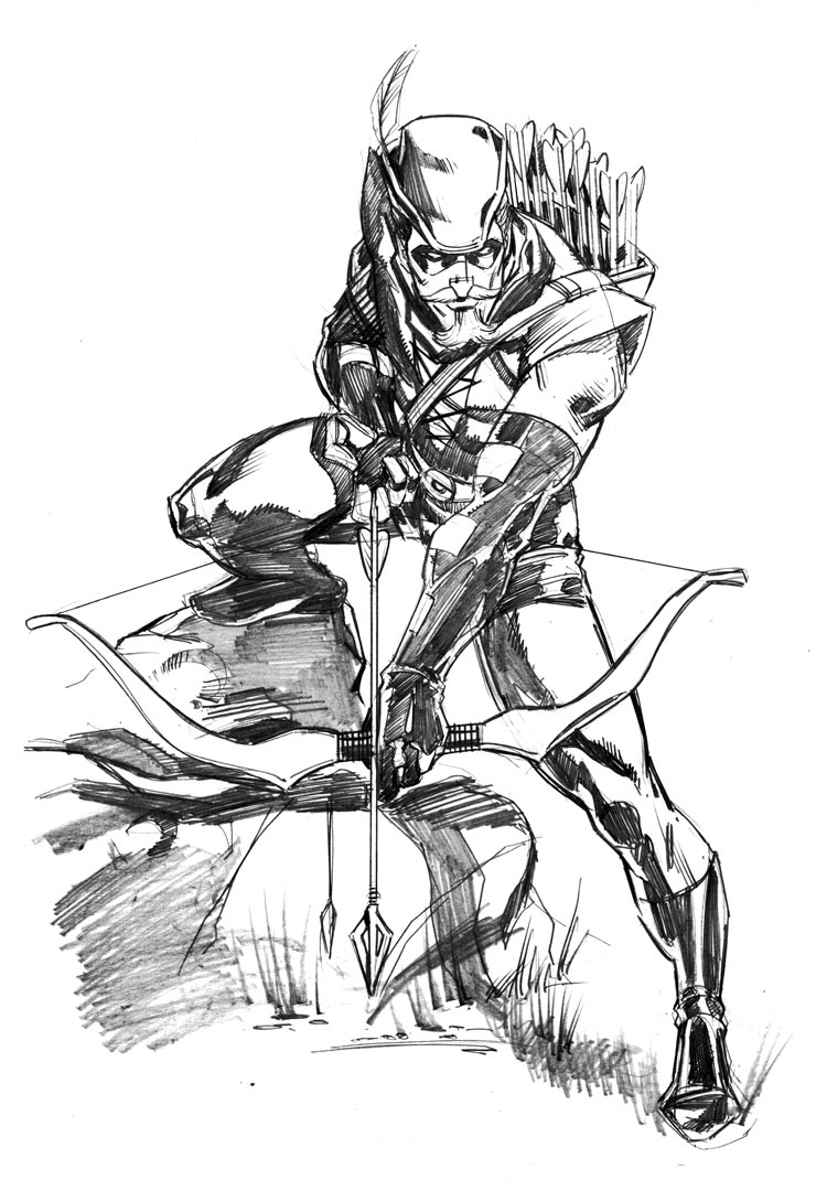 750x1070 Green Arrow Warm Up Dave Stokes Sketch Blog - Green Arrow Sketch