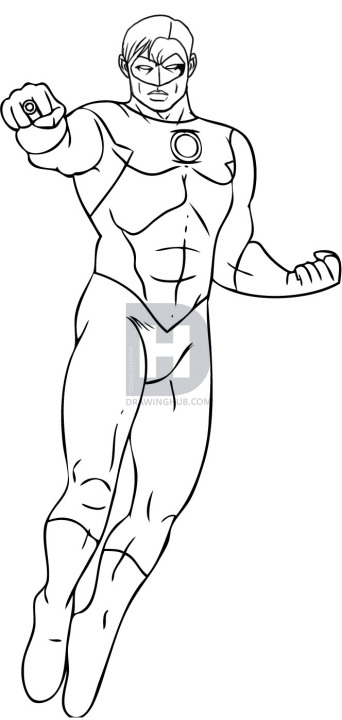 342x720 How To Draw The Green Lantern, Step By Step, Drawing Guide, By - Green Lantern Sketch