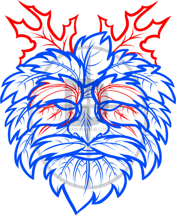587x720 How To Draw The Green Man, Green Man, Step By Step, Drawing Guide - Green Man Sketch