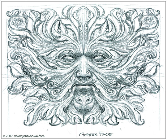 540x452 John Howe Illustrator - Green Man Sketch