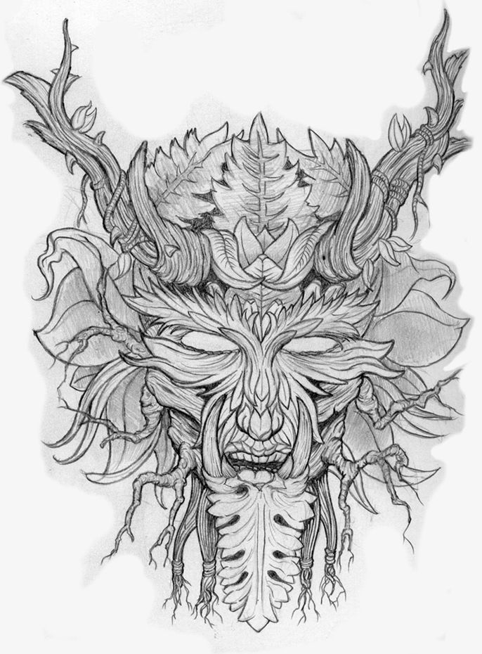 686x930 Green Man Sketch - Green Man Sketch