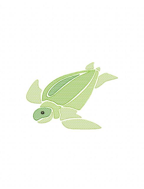 489x640 Sea Turtle Color Sketch Embroidery Design - Green Sea Turtle Sketch