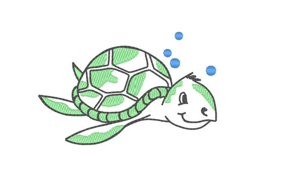 570x386 Sea Turtle Little Turtle Sketch Embroidery Designs Etsy - Green Sea Turtle Sketch