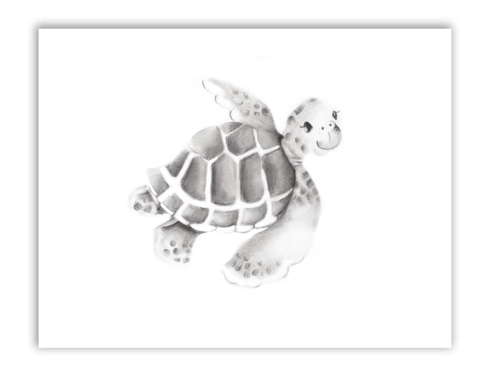 983x775 Baby Turtle Nursery Art Print - Green Sea Turtle Sketch