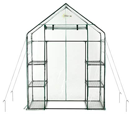 425x374 Ogrow Og6834 S Deluxe Walk In 3 Tier 6 Shelf Portable - Greenhouse Sketch