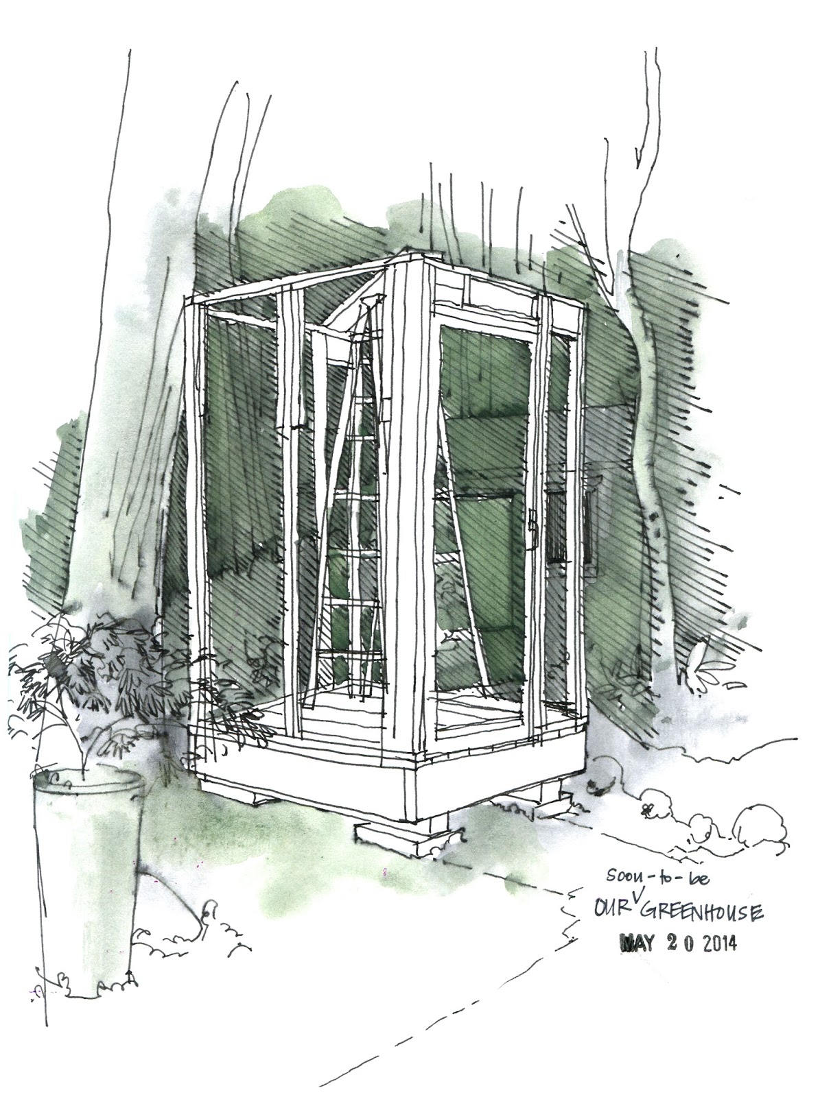 1195x1600 An Open [Sketch]book Mini Greenhouse In The Making - Greenhouse Sketch