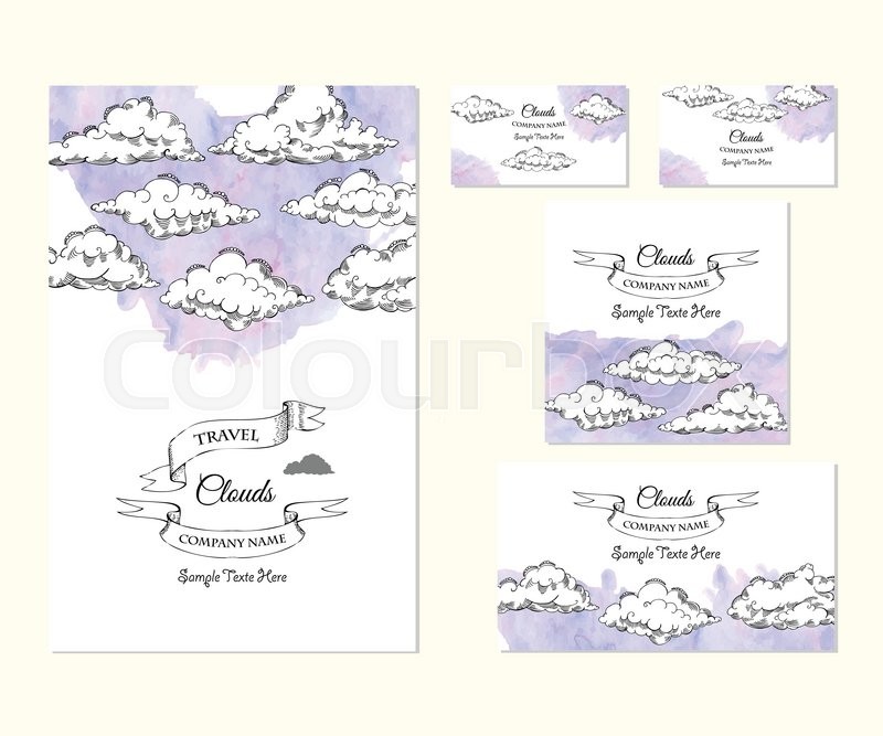 800x667 Template Corporate Identity With Clouds Sketches. Background For - Greeting Card Sketches
