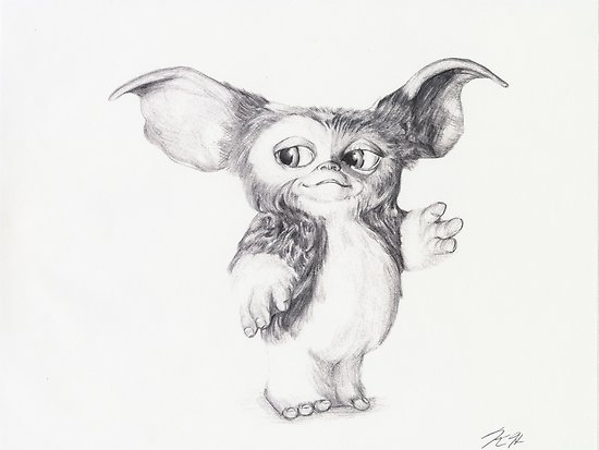 550x413 Gizmo From Gremlins Ballpoint Pen Drawing Posters By Krystle - Gremlins Sketch
